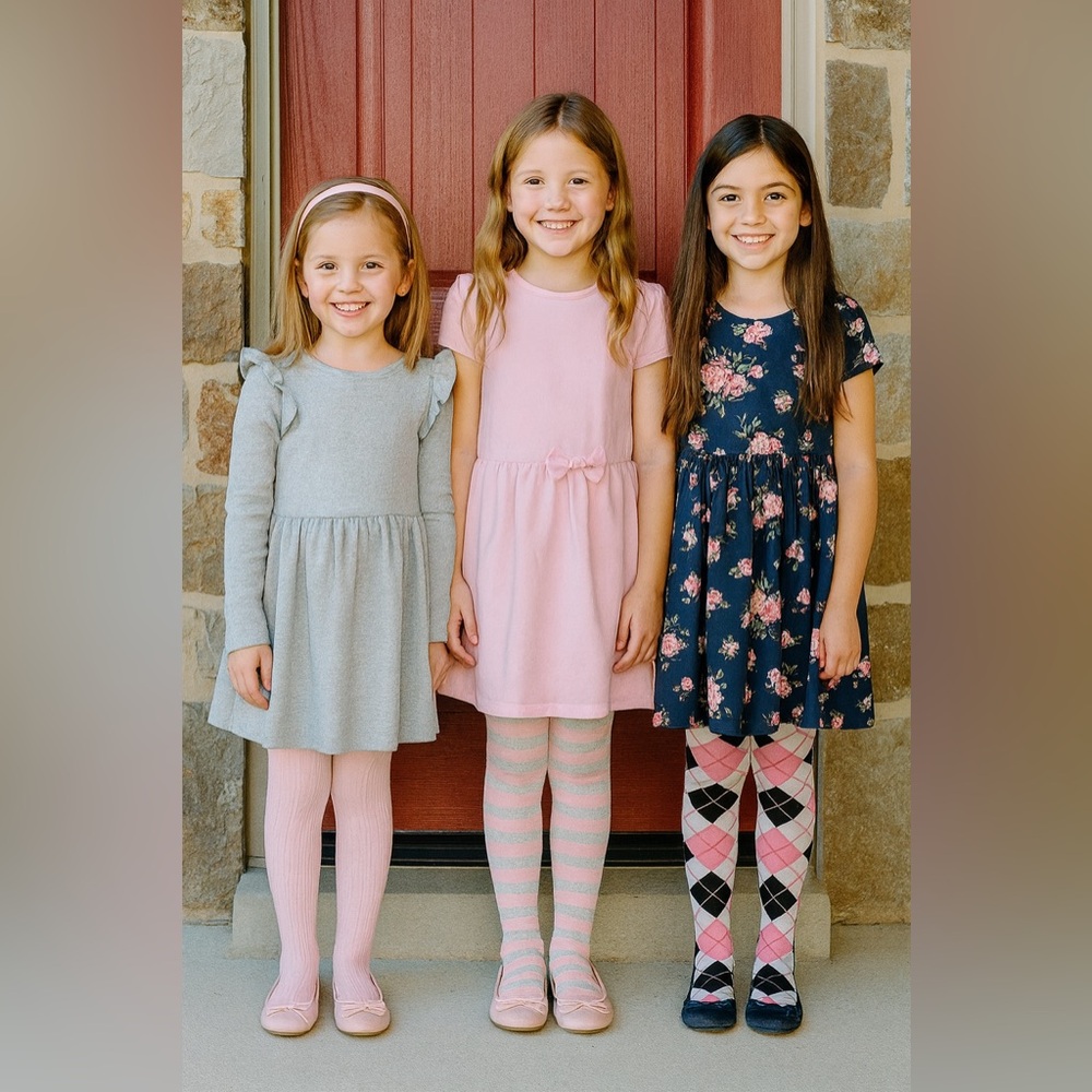 Source Unknown Pink and White Kids Tights Trio